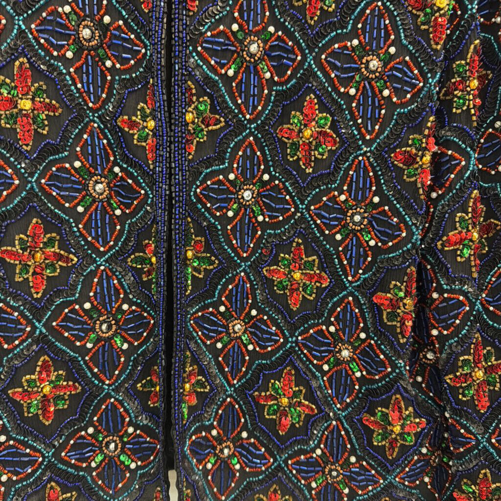 Vintage Stenay Black/ Multi Beaded Jacket Top Medium