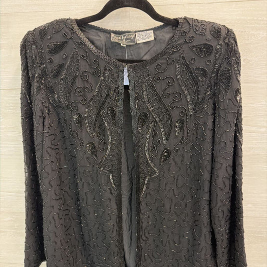 Vintage Royal Feelings Black Beaded Sequin Jacket Top Medium