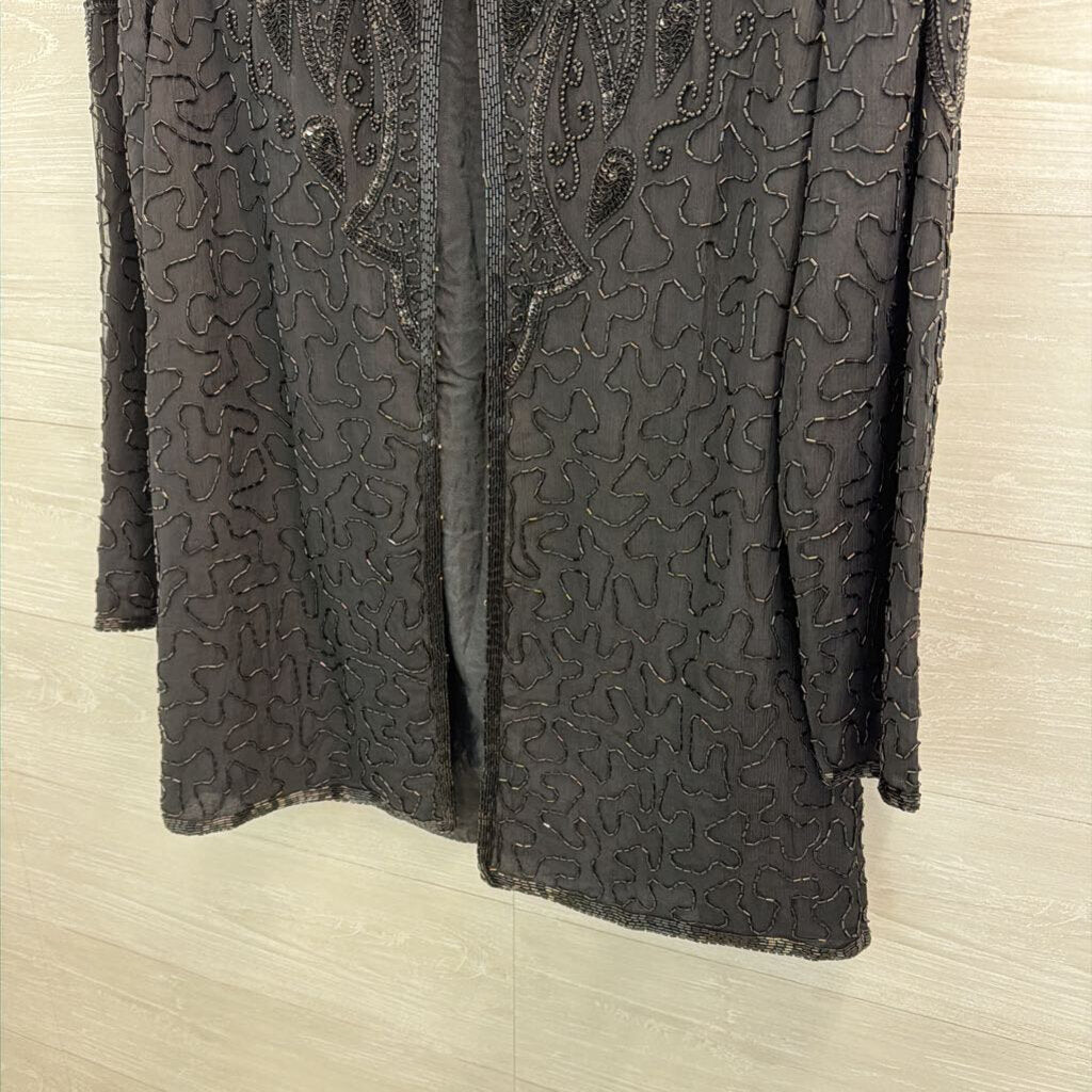 Vintage Royal Feelings Black Beaded Sequin Jacket Top Medium