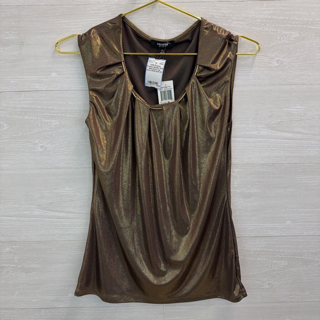Premise Metallic Gold Sleeveless Top Extra Small