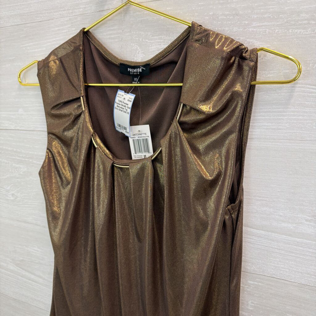 Premise Metallic Gold Sleeveless Top Extra Small