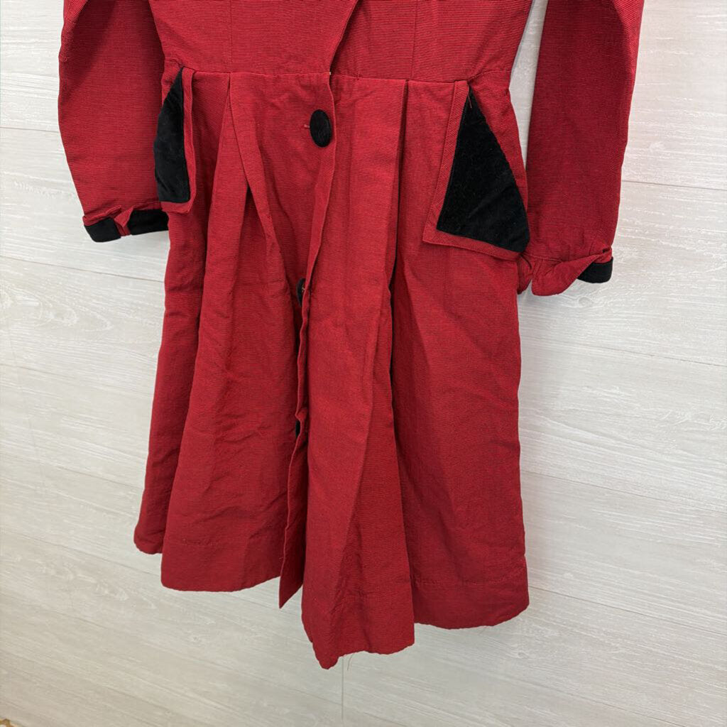 Vintage Candice Gwinn Red/ Black Long Sleeve Coat Dress 6