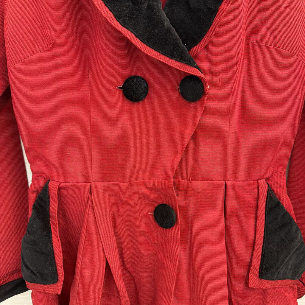 Vintage Candice Gwinn Red/ Black Long Sleeve Coat Dress 6