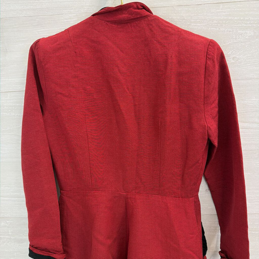 Vintage Candice Gwinn Red/ Black Long Sleeve Coat Dress 6