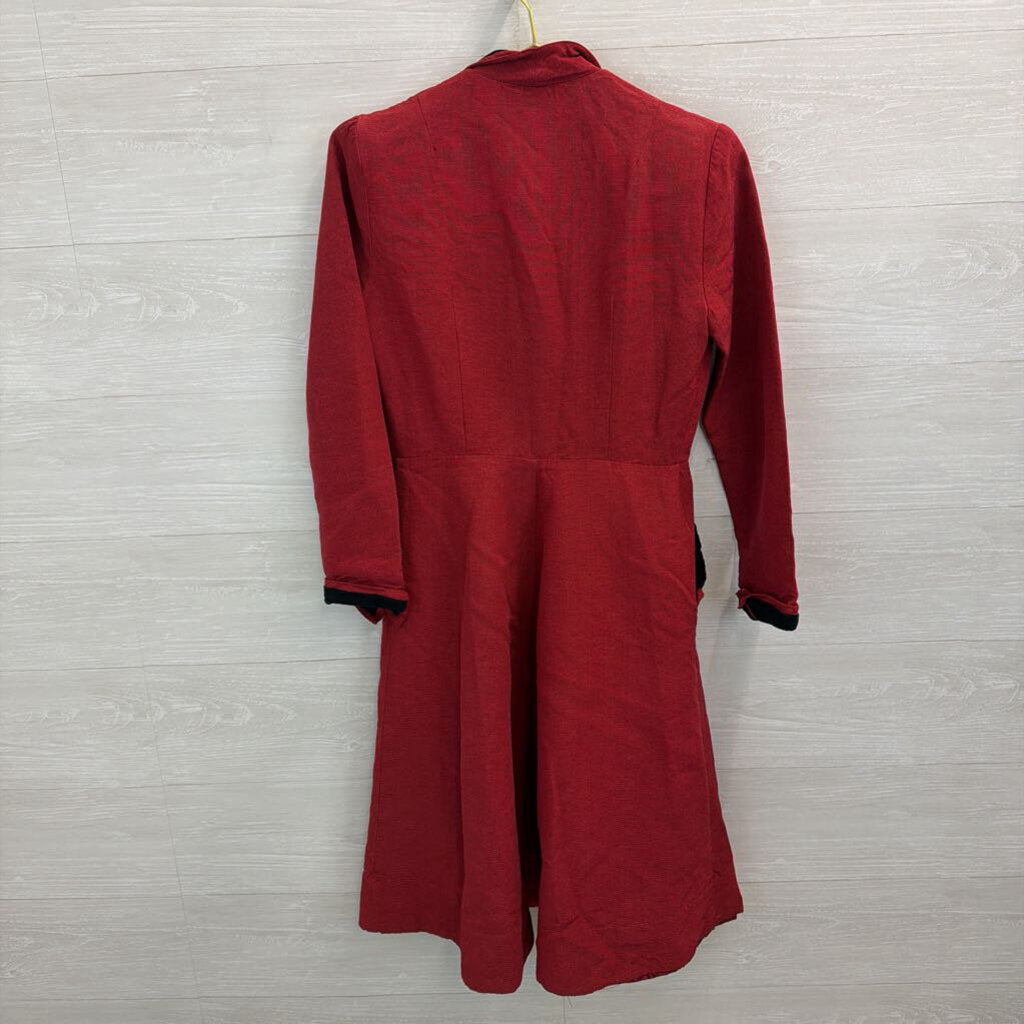 Vintage Candice Gwinn Red/ Black Long Sleeve Coat Dress 6