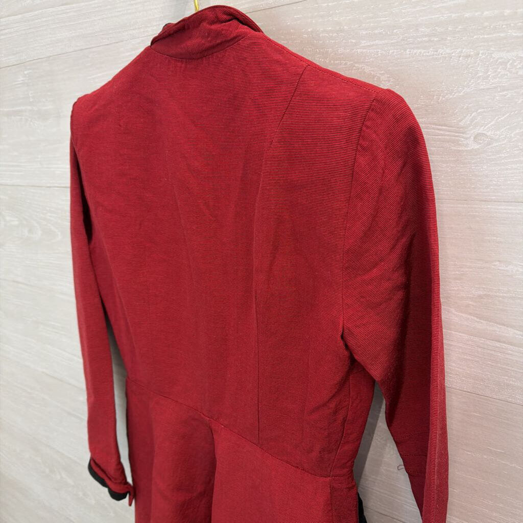 Vintage Candice Gwinn Red/ Black Long Sleeve Coat Dress 6