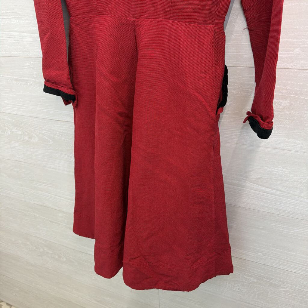 Vintage Candice Gwinn Red/ Black Long Sleeve Coat Dress 6