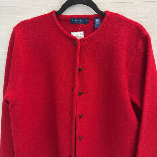 Vintage Karen Scott Red Cardigan Sweater Large Petite