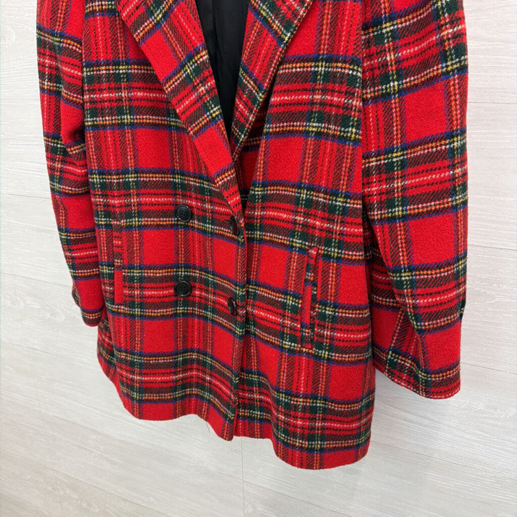 Vintage Worthington Essentials Red Plaid Double Breasted Jacket 14