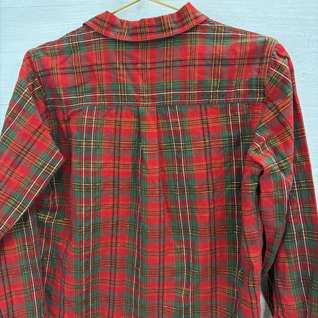 Vintage Victoria Jones Red/ Green Plaid Long Sleeve Button Down Top Medium Petite