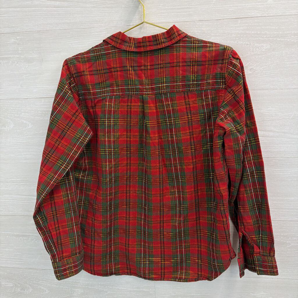 Vintage Victoria Jones Red/ Green Plaid Long Sleeve Button Down Top Medium Petite