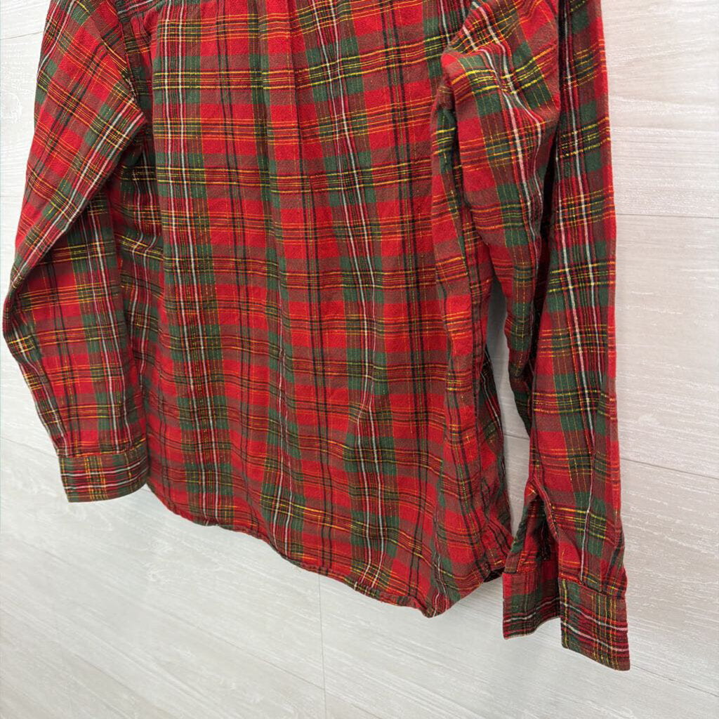 Vintage Victoria Jones Red/ Green Plaid Long Sleeve Button Down Top Medium Petite