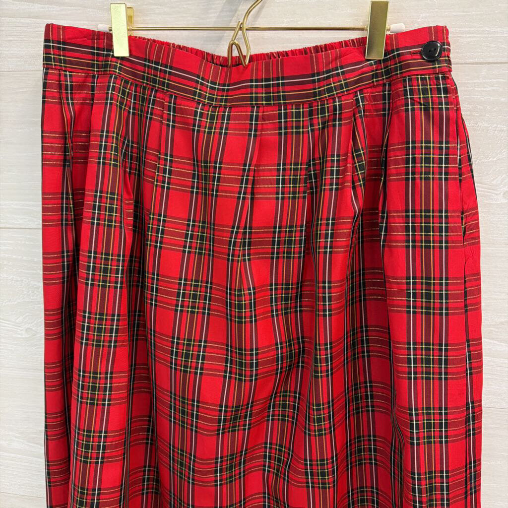 Vintage Worthington Red Plaid Midi Skirt 18