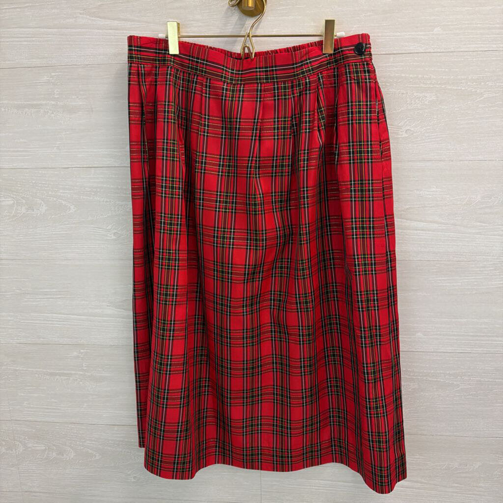 Vintage Worthington Red Plaid Midi Skirt 18