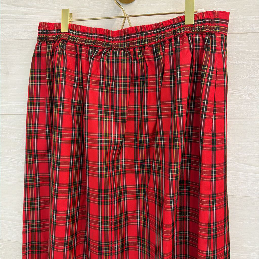 Vintage Worthington Red Plaid Midi Skirt 18