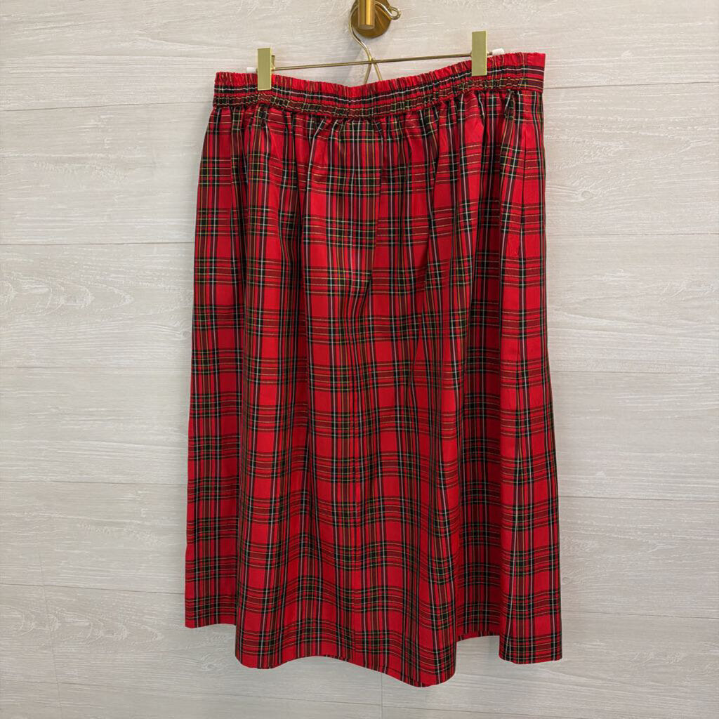 Vintage Worthington Red Plaid Midi Skirt 18