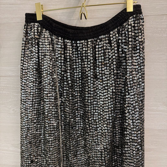 Black/ Silver Sequin Midi Skirt Extra Large
