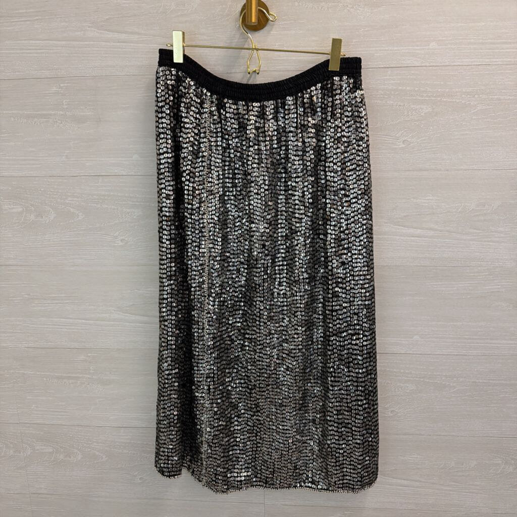 Black/ Silver Sequin Midi Skirt Extra Large