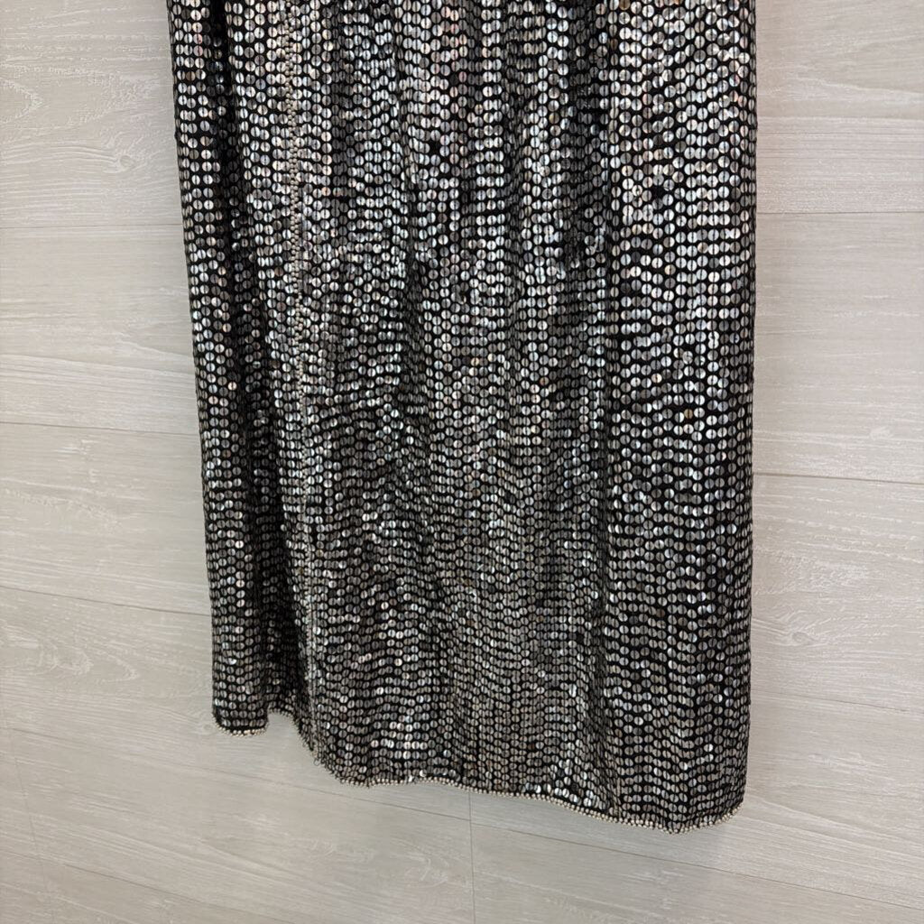 Black/ Silver Sequin Midi Skirt Extra Large