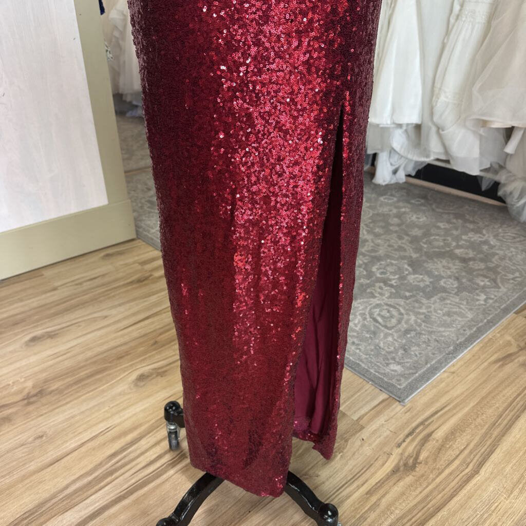 B Smart Red Sequin Long Formal Dress 7/8