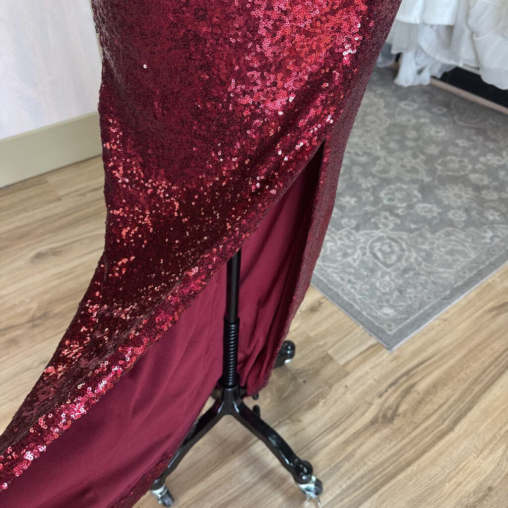 B Smart Red Sequin Long Formal Dress 7/8