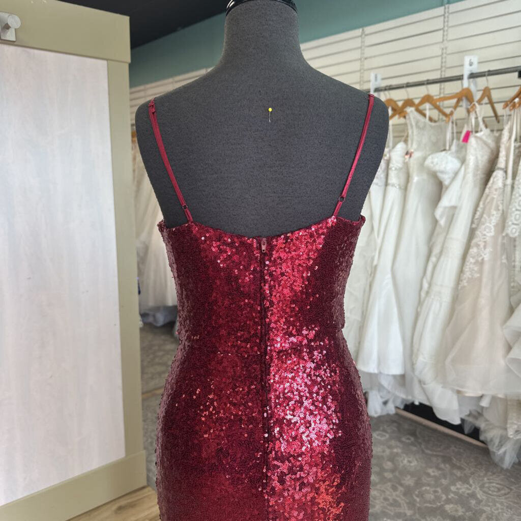 B Smart Red Sequin Long Formal Dress 7/8