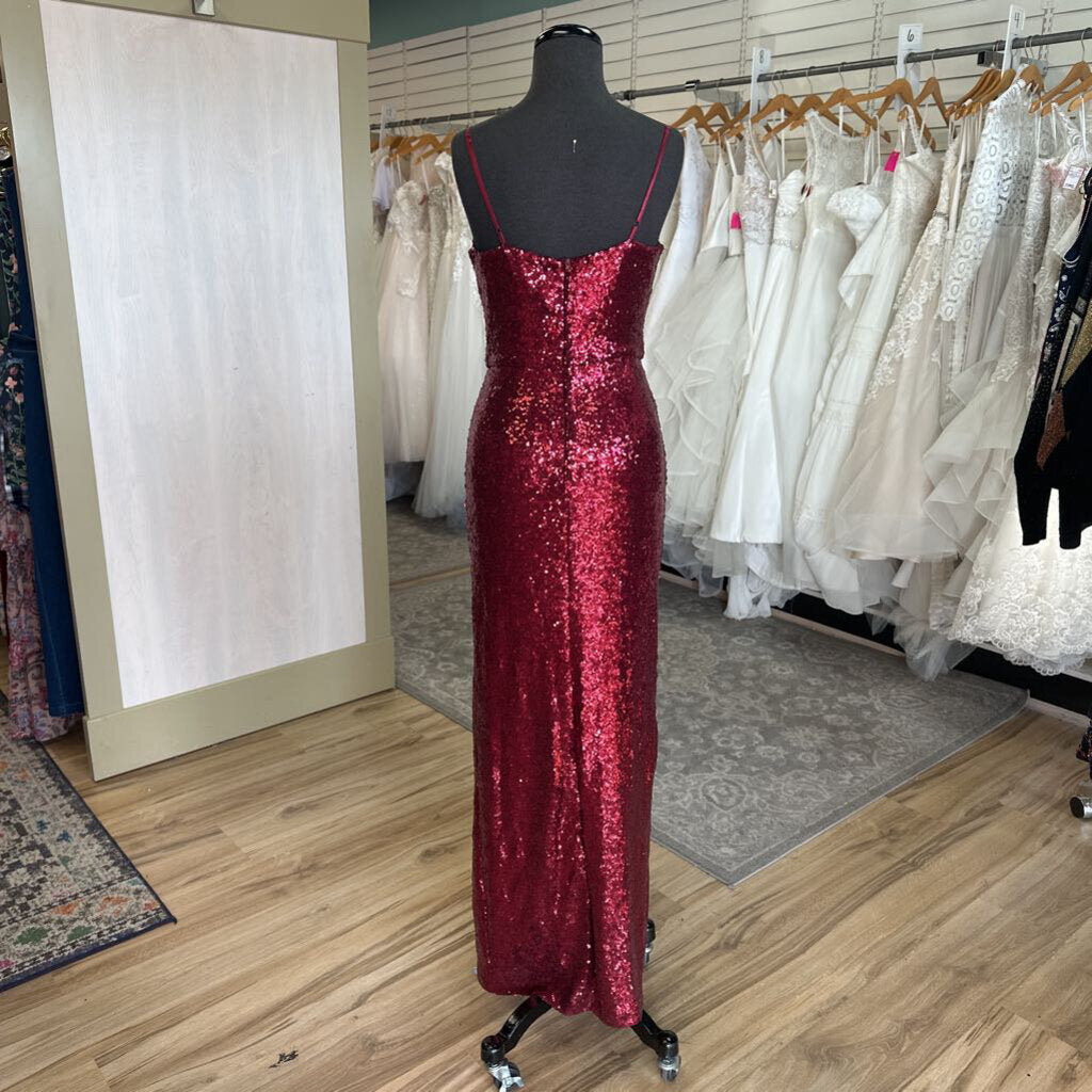 B Smart Red Sequin Long Formal Dress 7/8