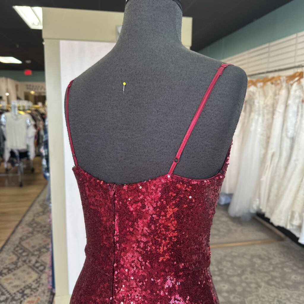 B Smart Red Sequin Long Formal Dress 7/8