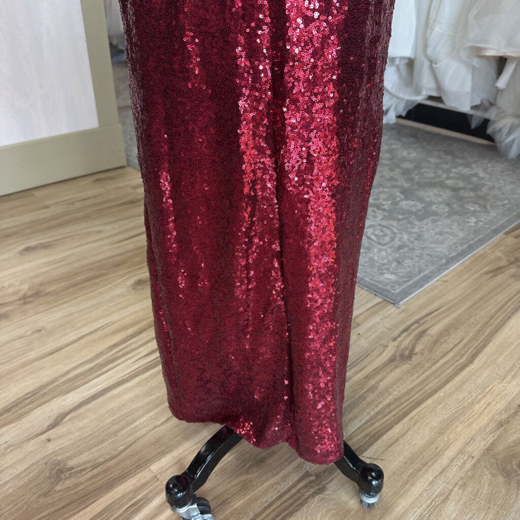 B Smart Red Sequin Long Formal Dress 7/8