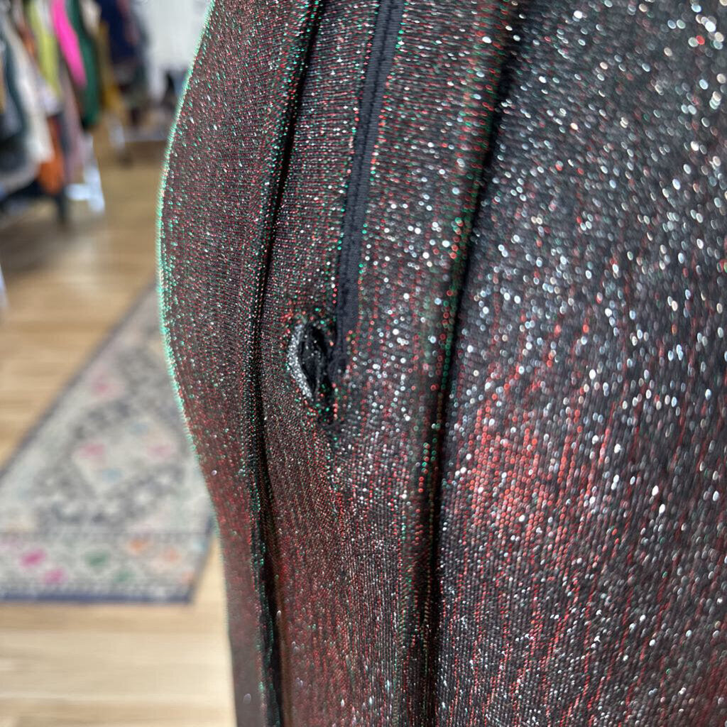 Clarisse Black/ Multi Iridescent Shimmer Lace Up Detail Long Formal Dress 2