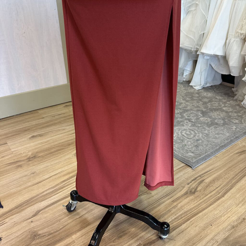 DB Studio Burnt Orange Off Shoulder Long Formal Dress 10