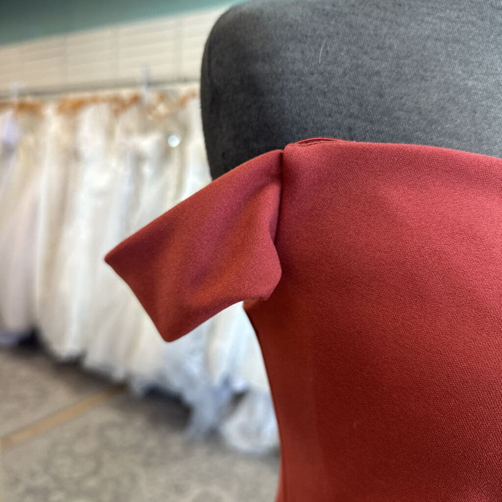 DB Studio Burnt Orange Off Shoulder Long Formal Dress 10