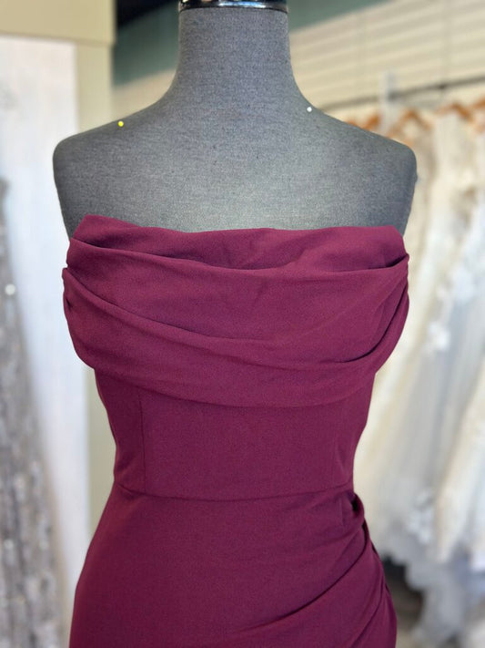 DB Studio Burgundy Strapless Long Formal Dress 8