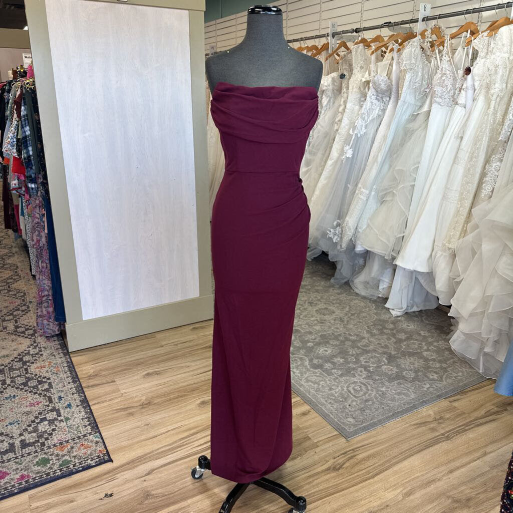 DB Studio Burgundy Strapless Long Formal Dress 8