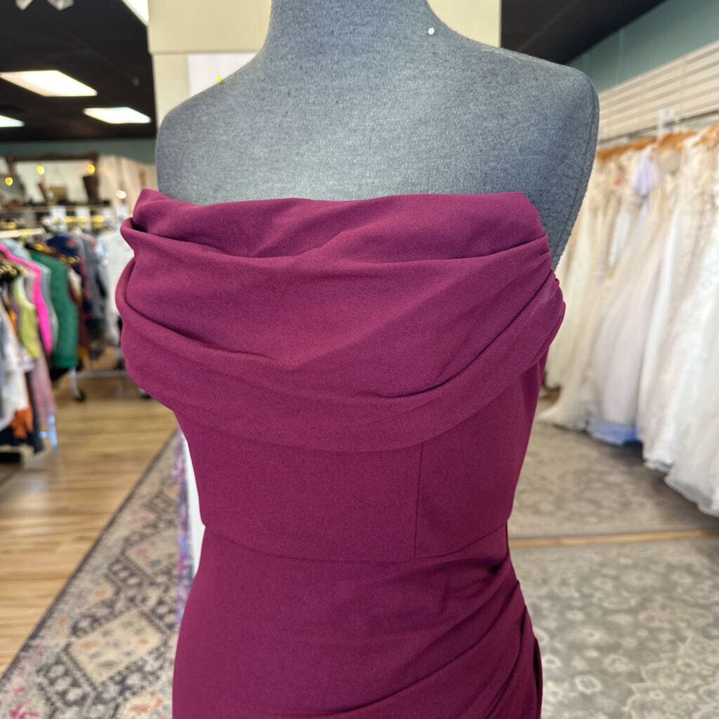 DB Studio Burgundy Strapless Long Formal Dress 8