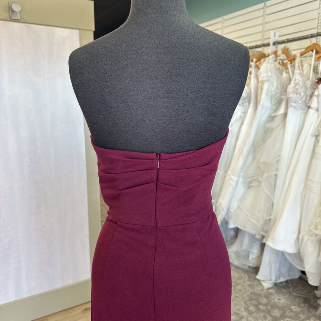 DB Studio Burgundy Strapless Long Formal Dress 8