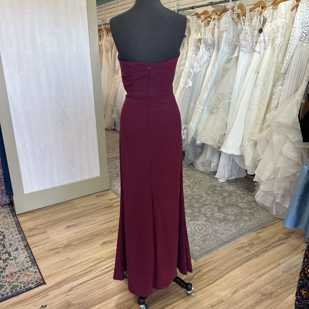 DB Studio Burgundy Strapless Long Formal Dress 8