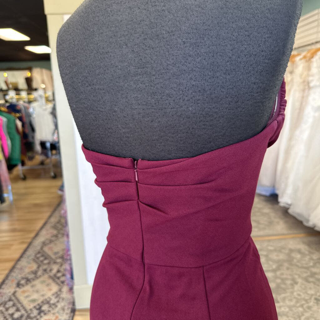 DB Studio Burgundy Strapless Long Formal Dress 8