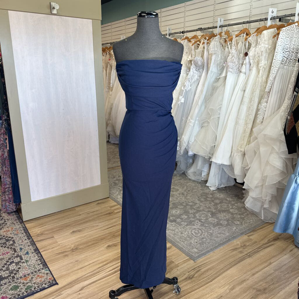 DB Studio Navy Strapless Long Formal Dress 10