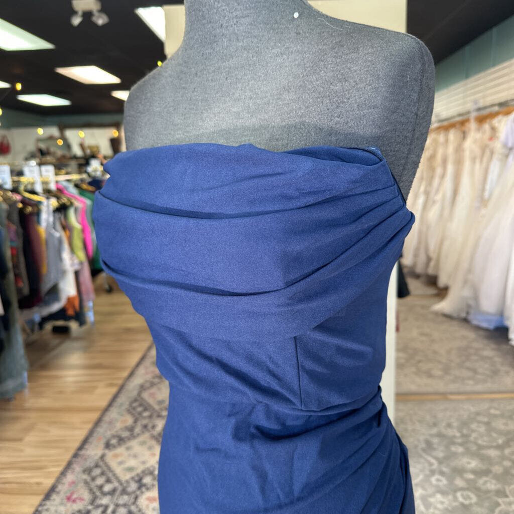 DB Studio Navy Strapless Long Formal Dress 10