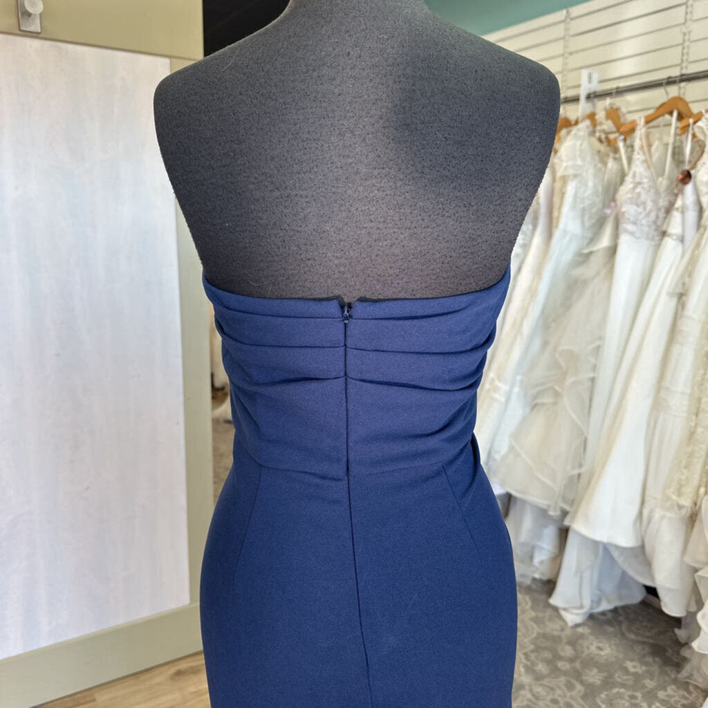 DB Studio Navy Strapless Long Formal Dress 10