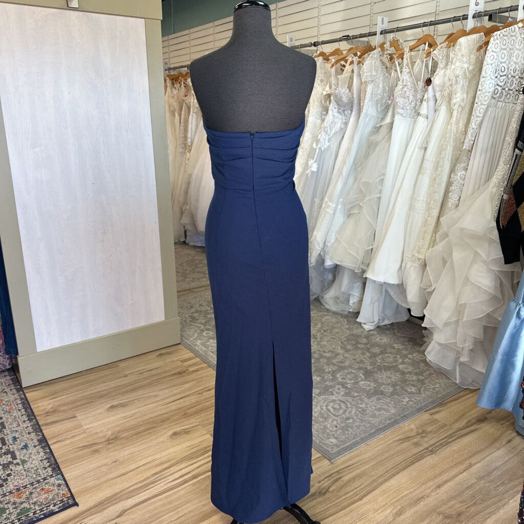 DB Studio Navy Strapless Long Formal Dress 10