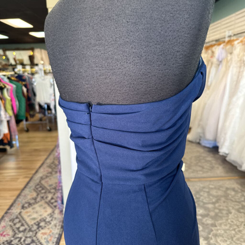 DB Studio Navy Strapless Long Formal Dress 10