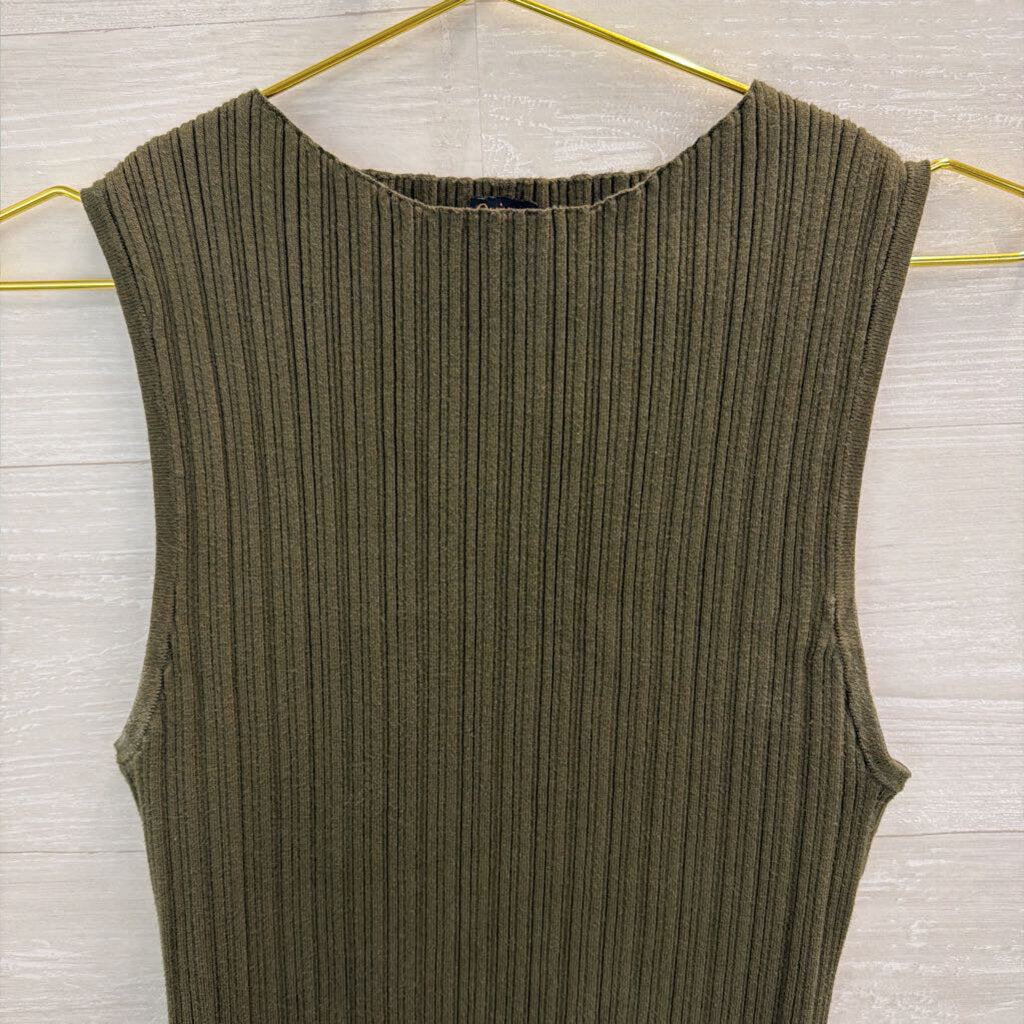 Quince Green Ribbed Sleeveless Top Extra Large