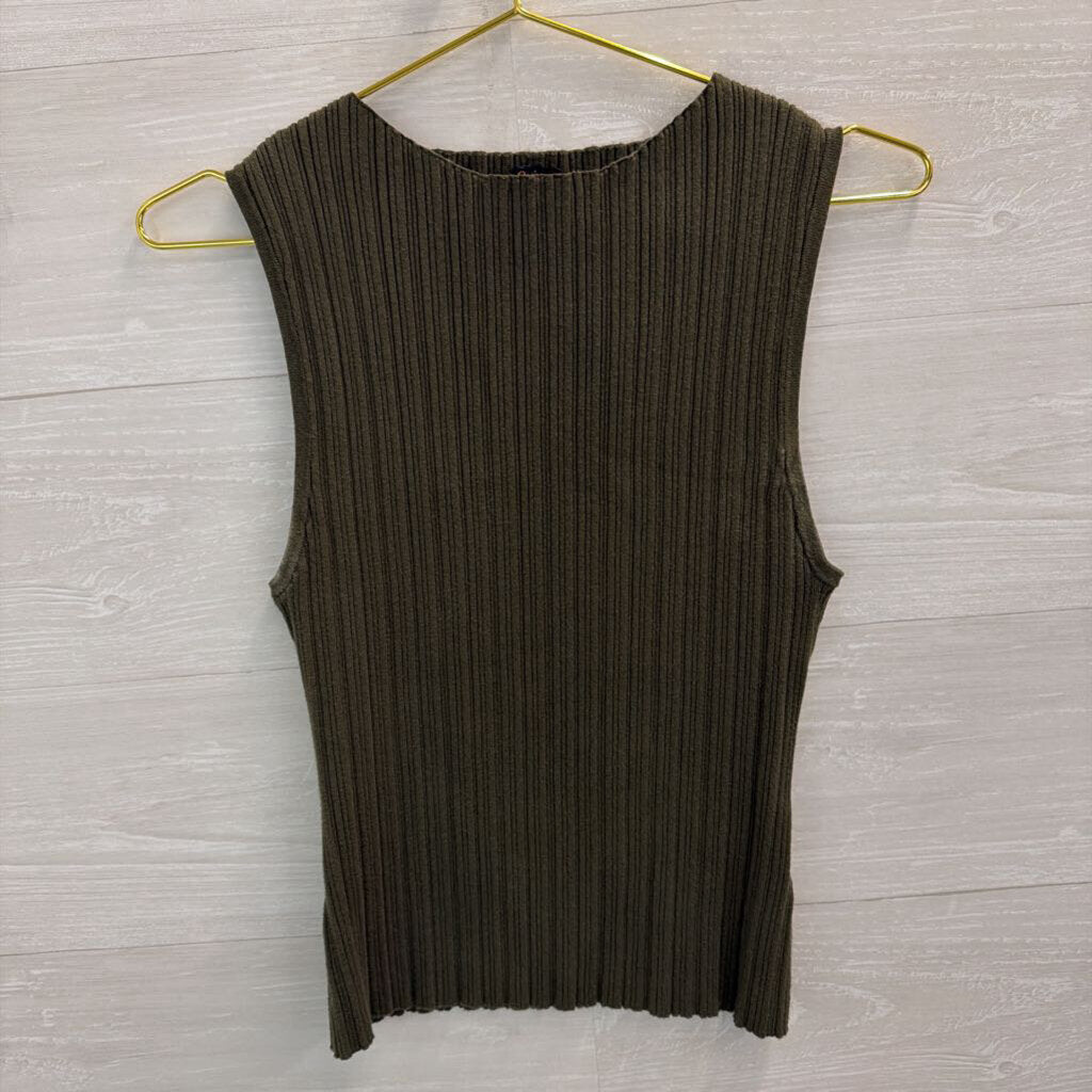 Quince Green Ribbed Sleeveless Top Extra Large