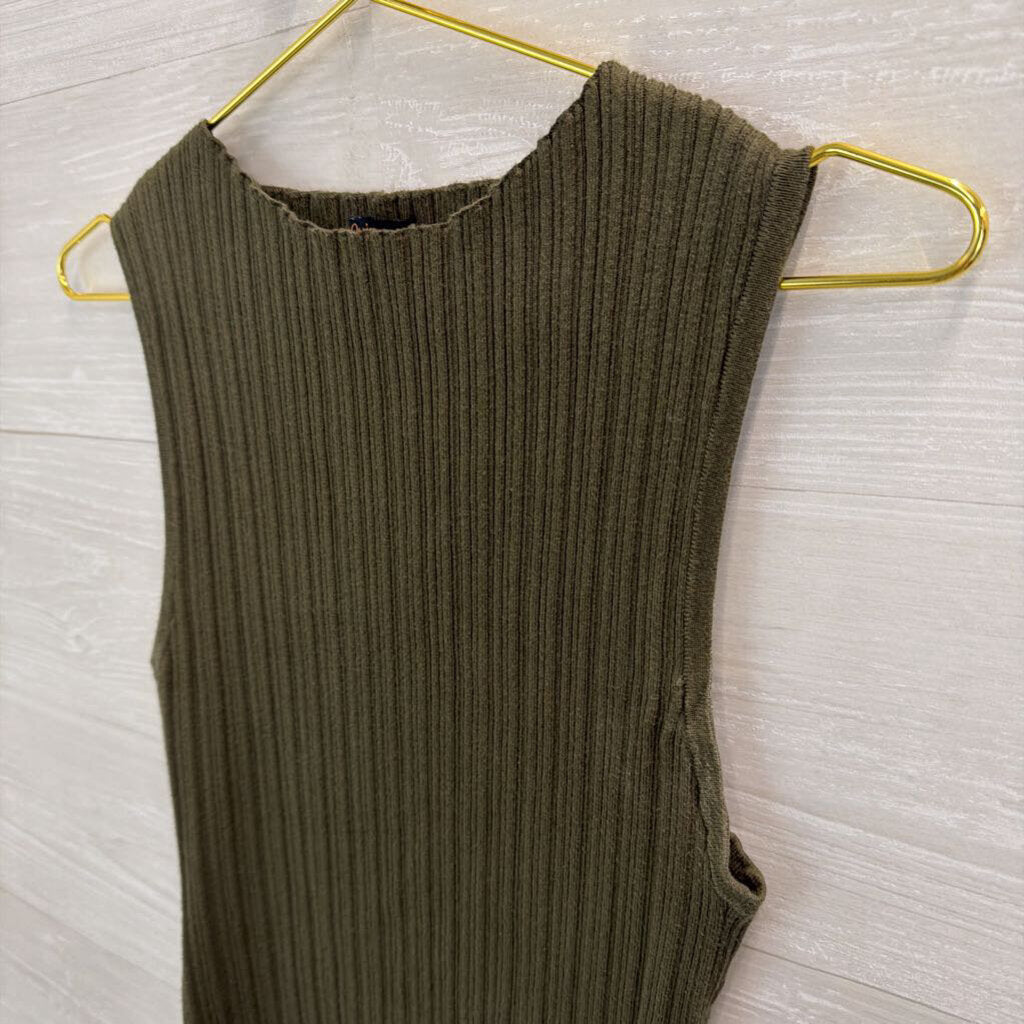 Quince Green Ribbed Sleeveless Top Extra Large