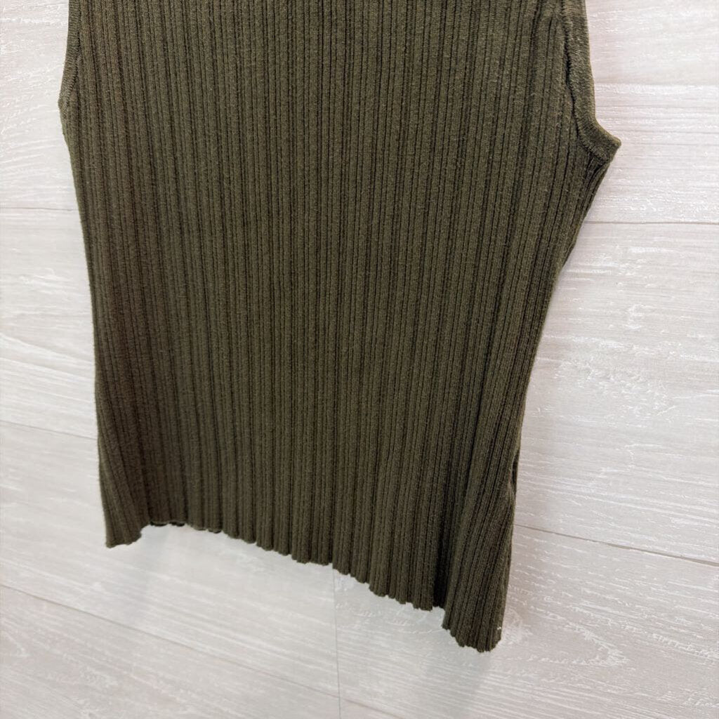 Quince Green Ribbed Sleeveless Top Extra Large