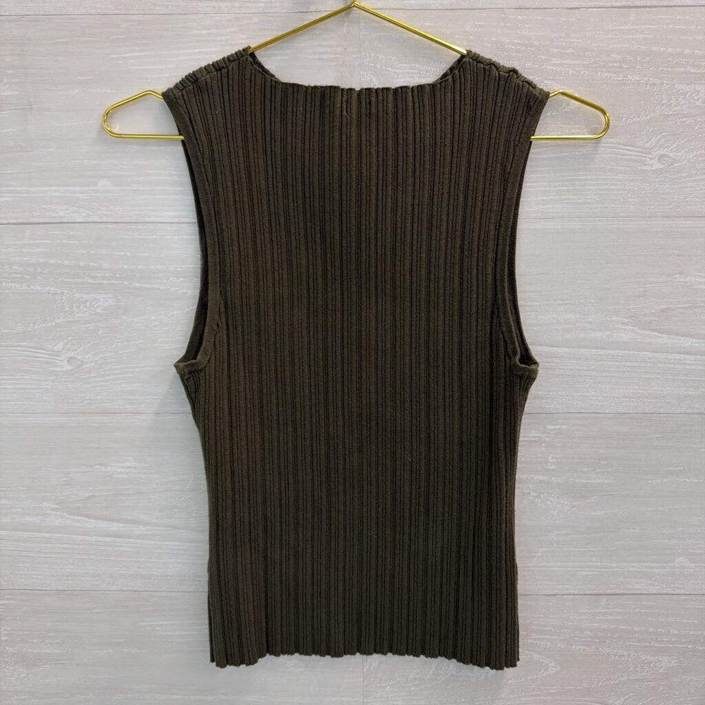 Quince Green Ribbed Sleeveless Top Extra Large