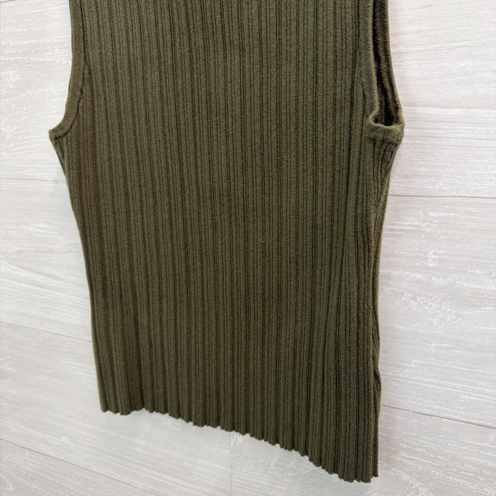 Quince Green Ribbed Sleeveless Top Extra Large
