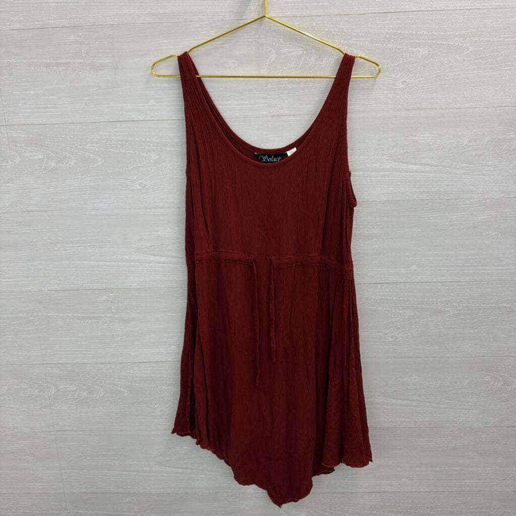 Solace Burgundy Tie Waist Tunic Top One Size